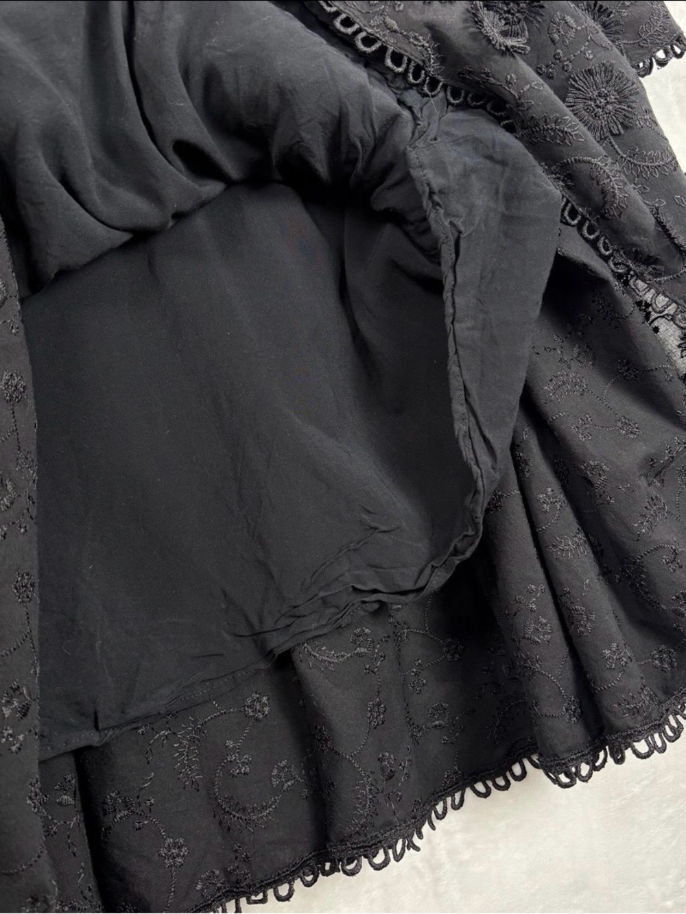 FARM RIO Black Flowers Textured Tiered Ruffle Midi-Dress Sz S Victorian Prairie - Picture 12 of 16